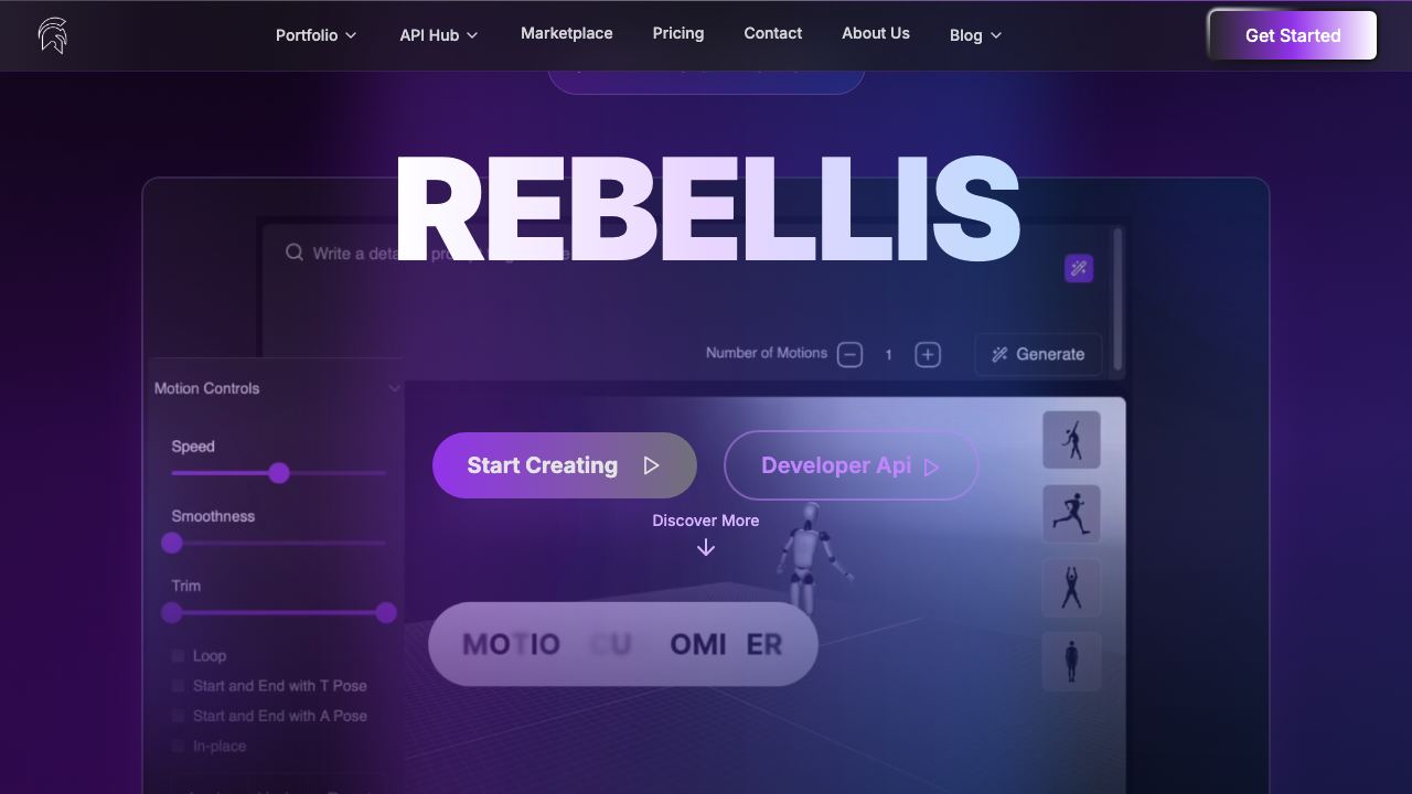 Rebellis AI website screenshot