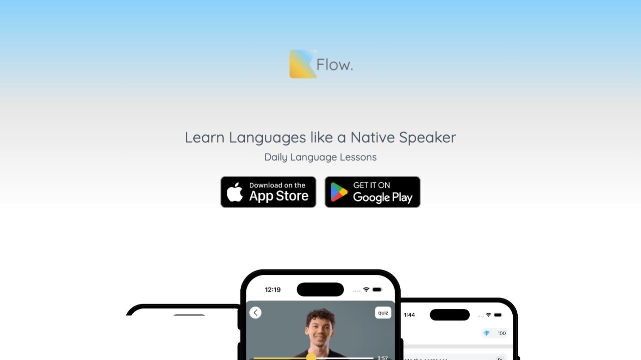 Flow Language Learning website screenshot