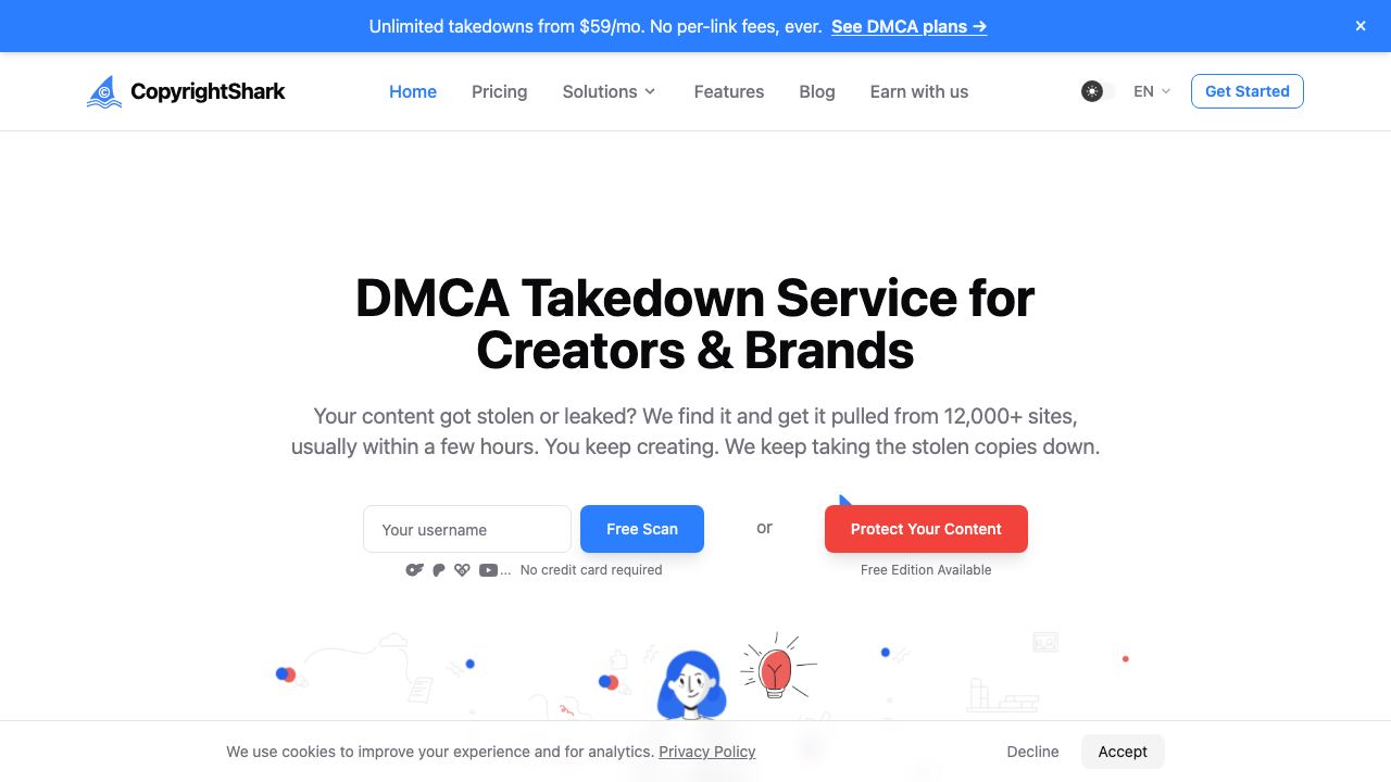 CopyrightShark website screenshot