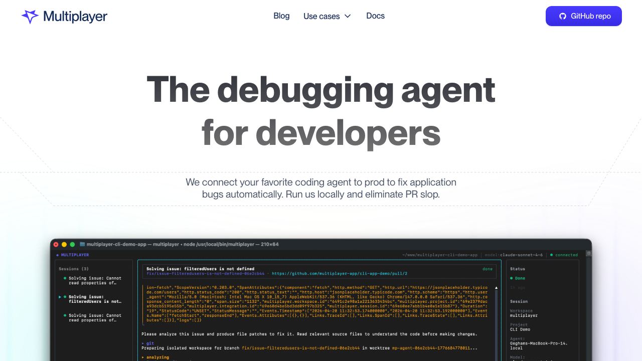 Multiplayer website screenshot