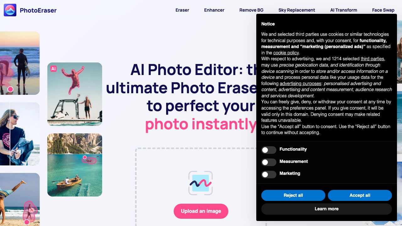 Photo Eraser website screenshot