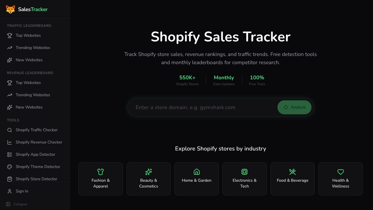 Shopify Sales Tracker 网站截图