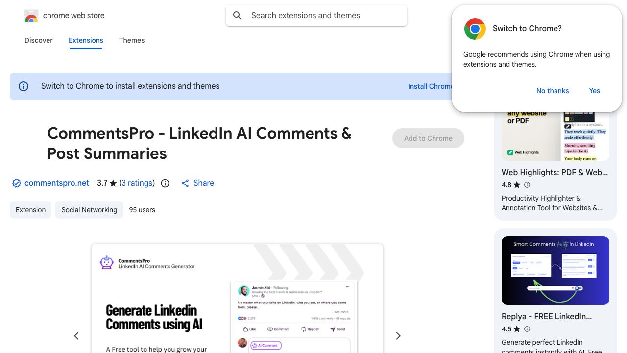 CommentsPro - LinkedIn AI Comments Generator 网站截图