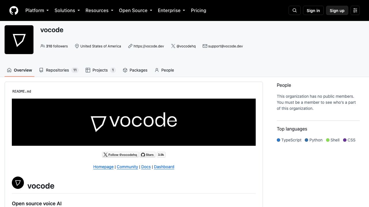 Vocode 网站截图