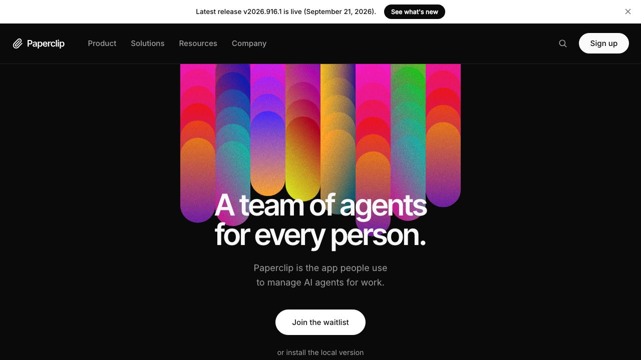 Paperclip website screenshot