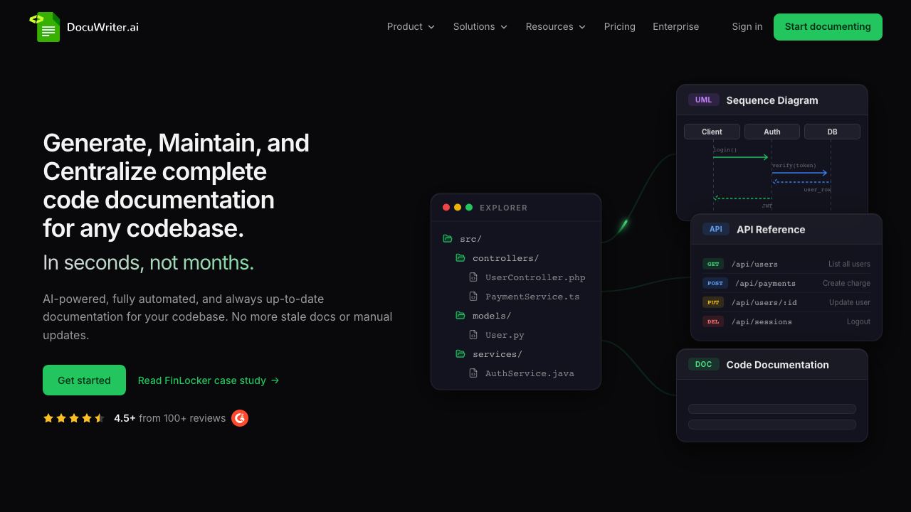 DocuWriter.ai 网站截图