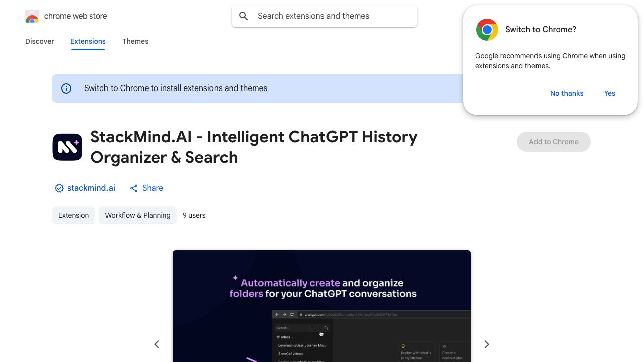StackMind.AI - Intelligent ChatGPT History Organizer & Search 网站截图