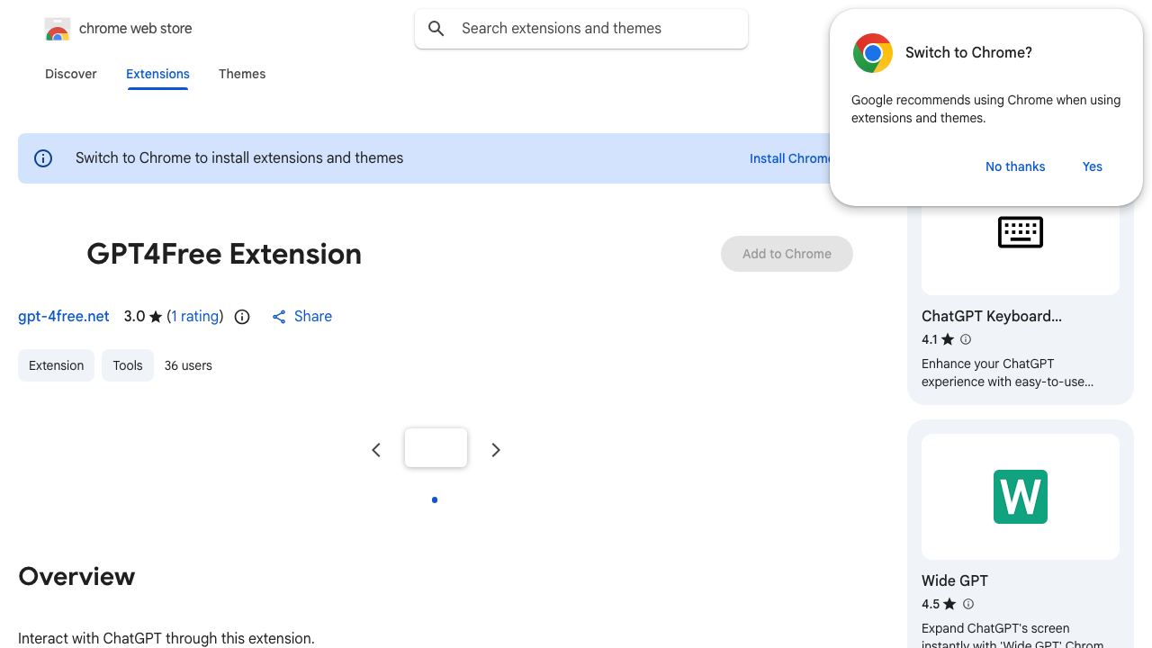 GPT4Free Extension 网站截图