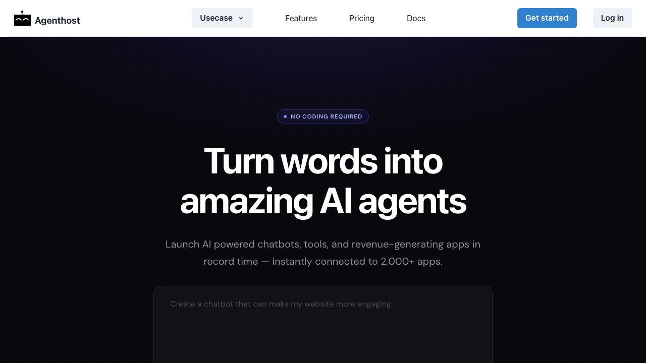 Agenthost.ai 网站截图