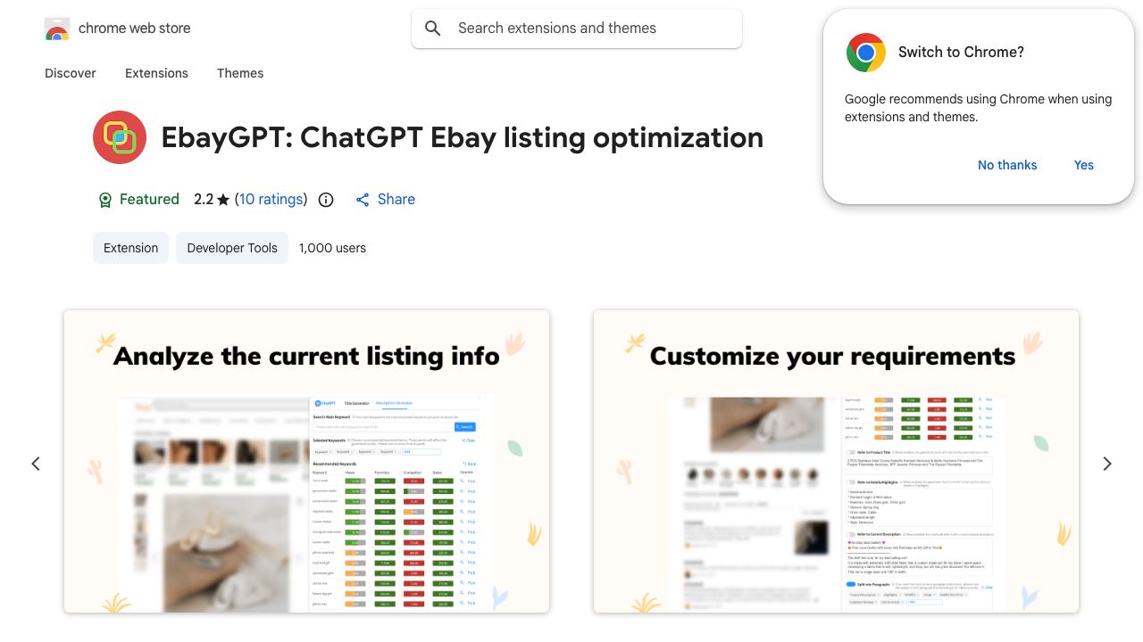 EbayGPT: ChatGPT Ebay listing optimization website screenshot