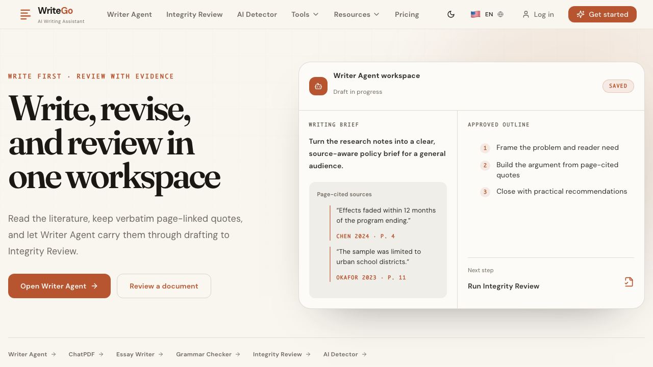 WriteGO.AI 网站截图