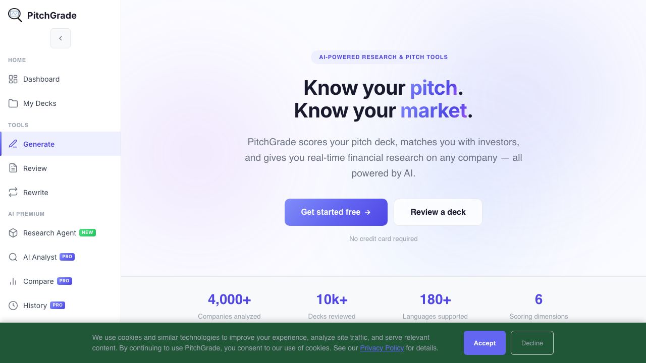 Pitchgrade 网站截图