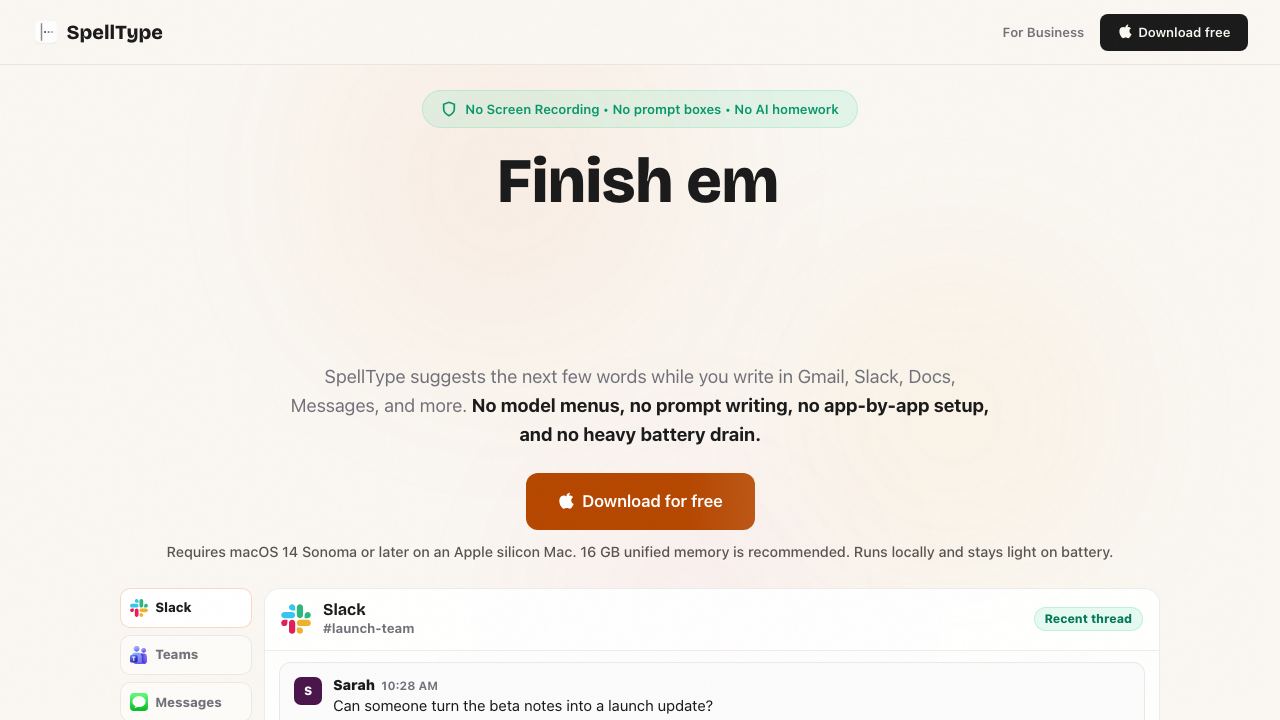 SpellType website screenshot