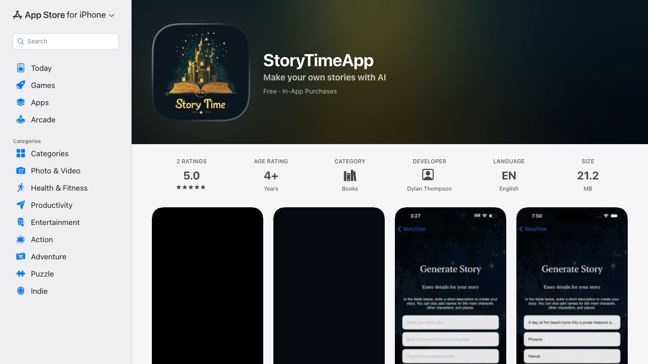 Story Time App 网站截图