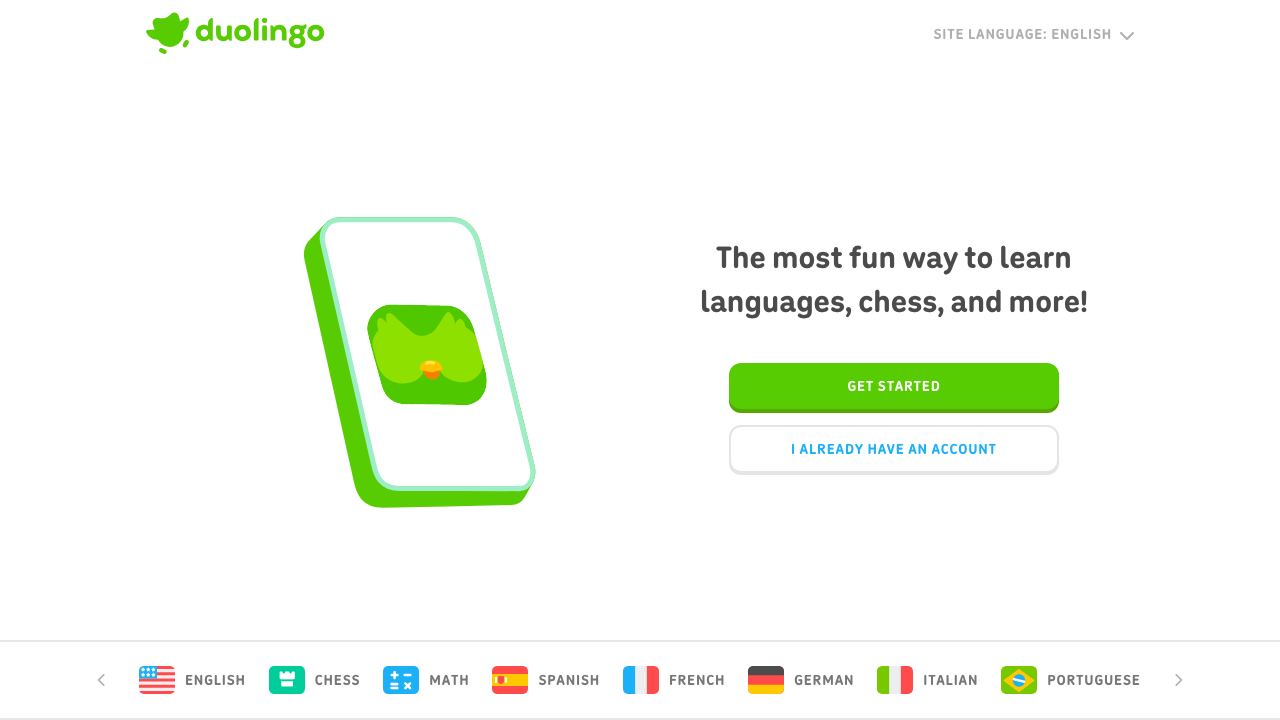 Duolingo 网站截图