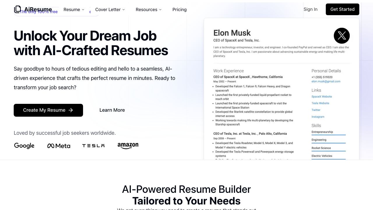 AiResume 网站截图