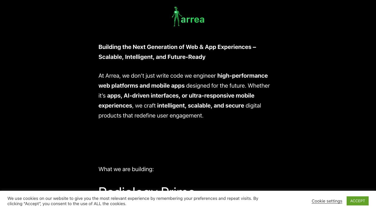 Arrea website screenshot