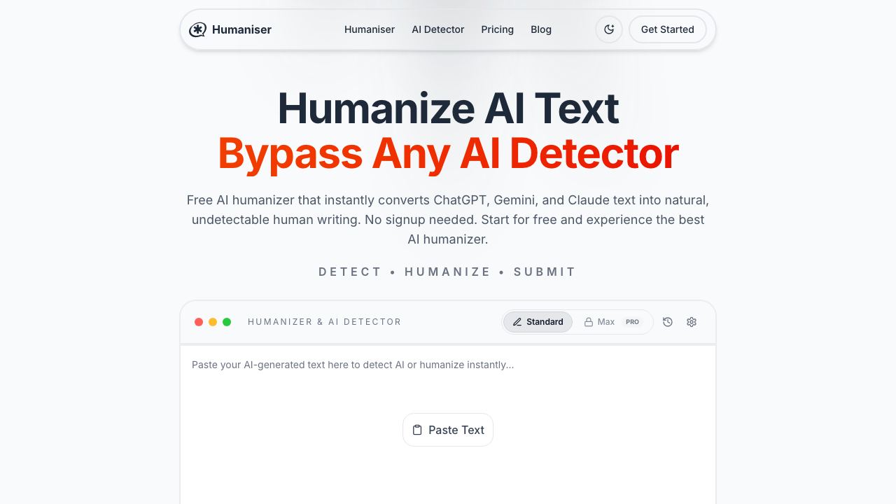 Humaniser website screenshot