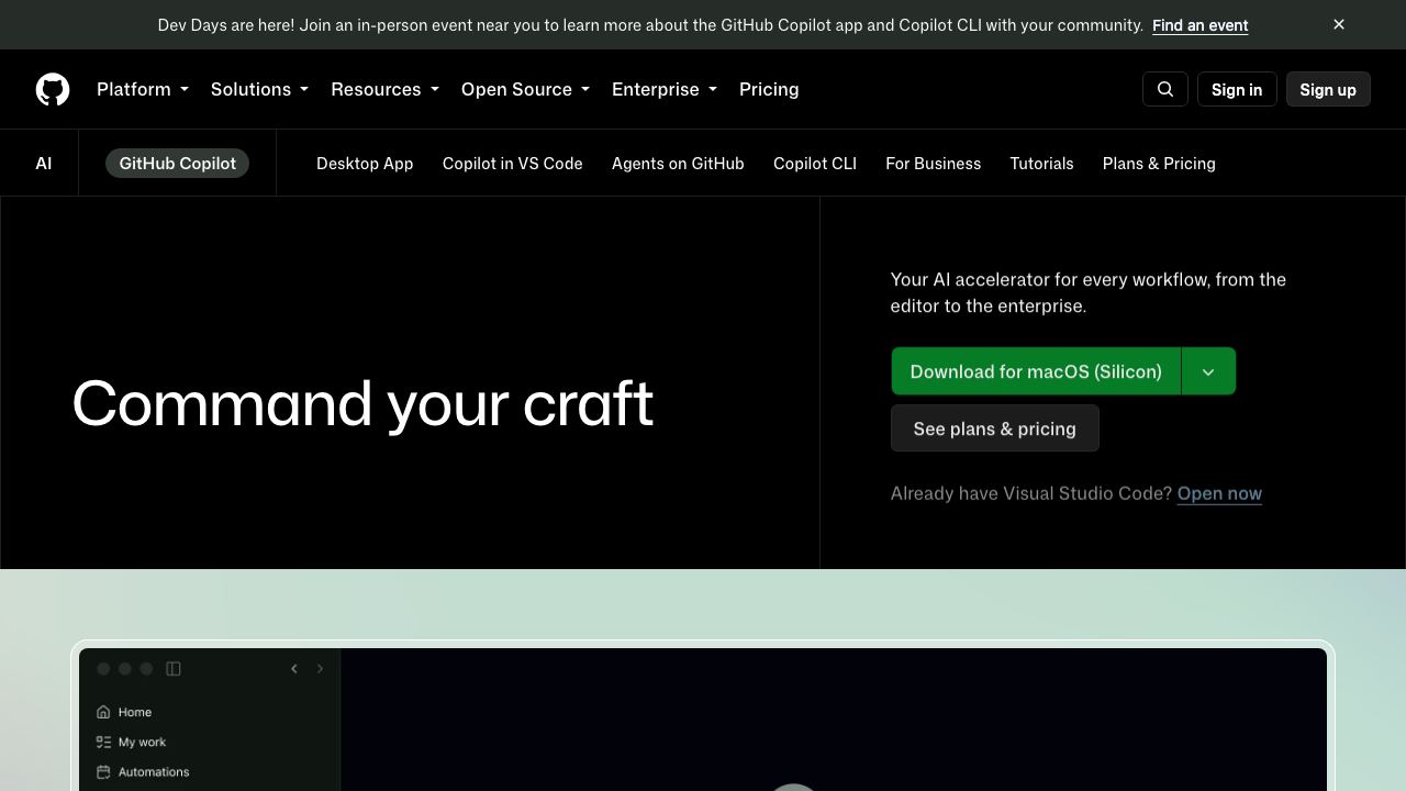 GitHub Copilot 网站截图