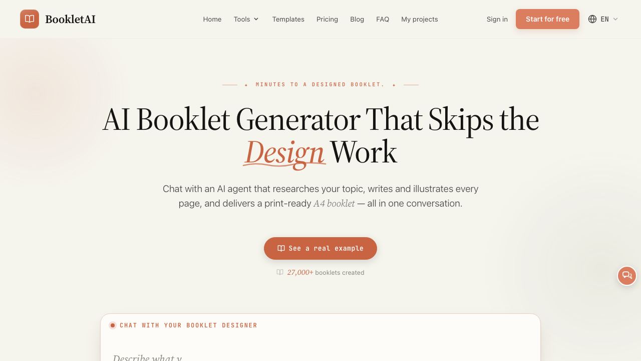 BookletAI website screenshot