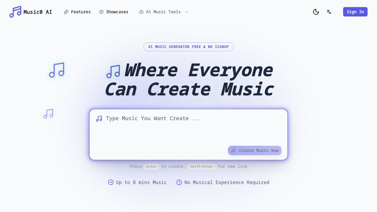 music0 AI website screenshot