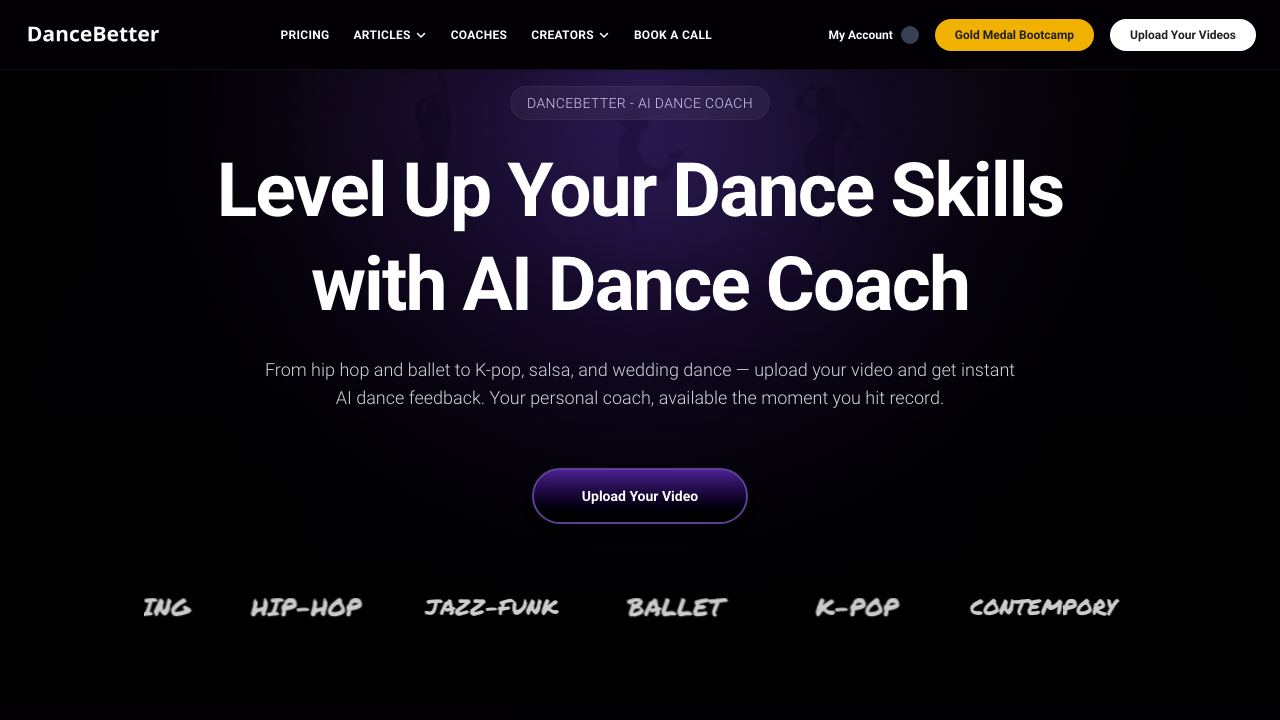 DanceBetter 网站截图