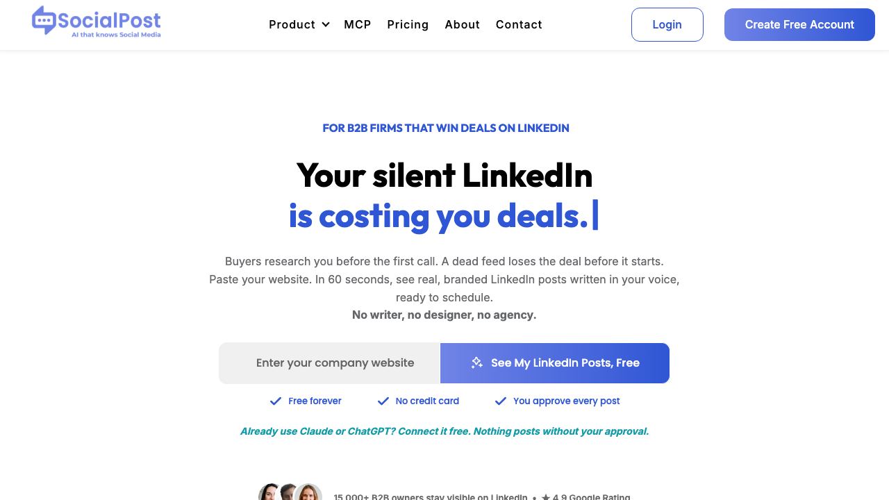 SocialPost.ai 网站截图