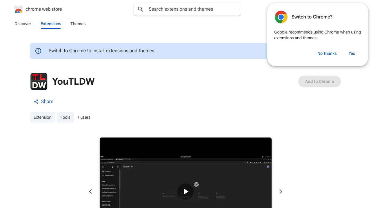 YouTLDW website screenshot