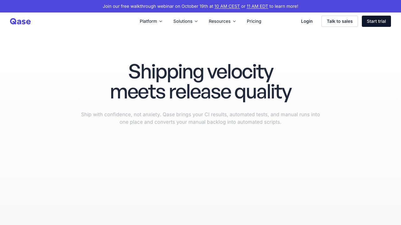 Qase website screenshot