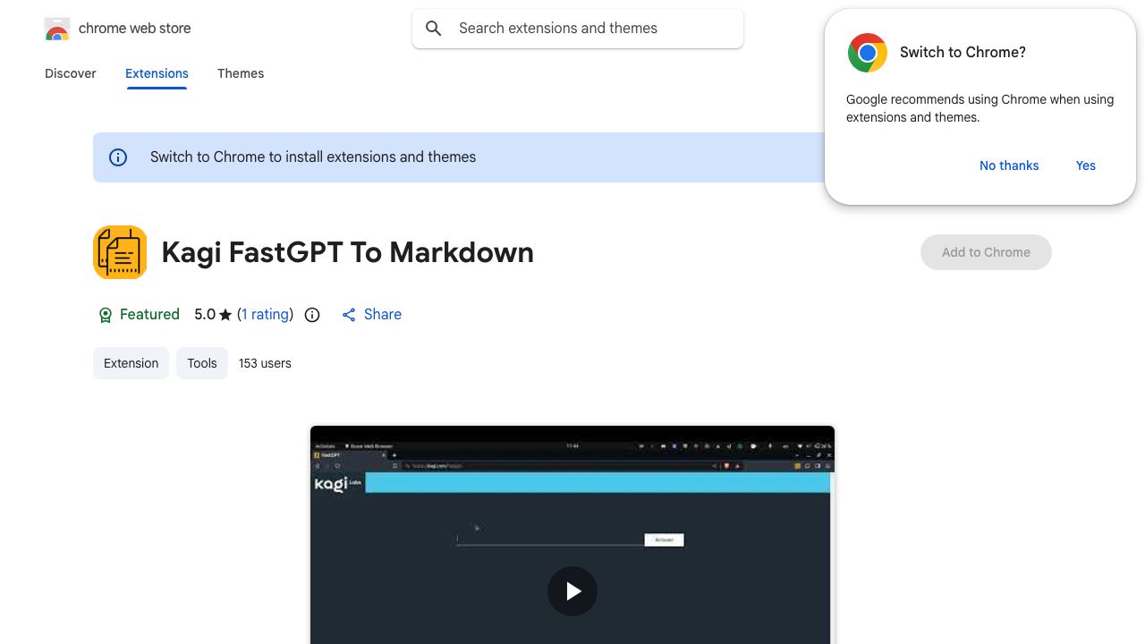 Kagi FastGPT To Markdown 网站截图