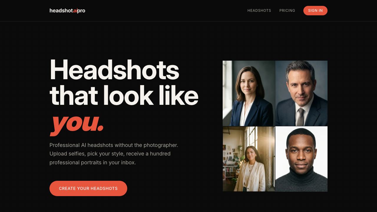 HeadshotAIPro 网站截图