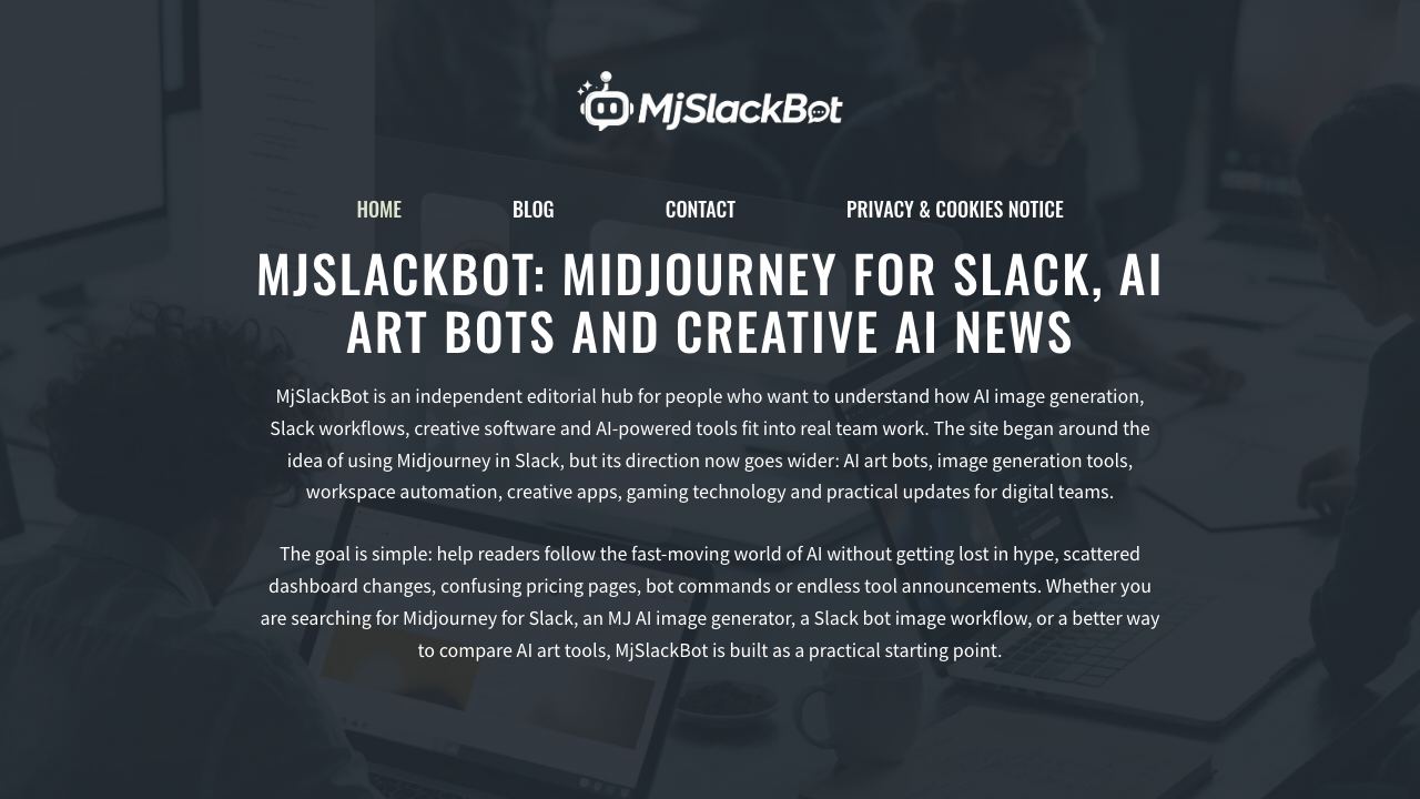 Midjourney for Slack website screenshot