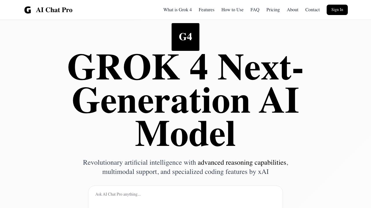 Grok 4 - Next-Generation AI Model by xAI 网站截图