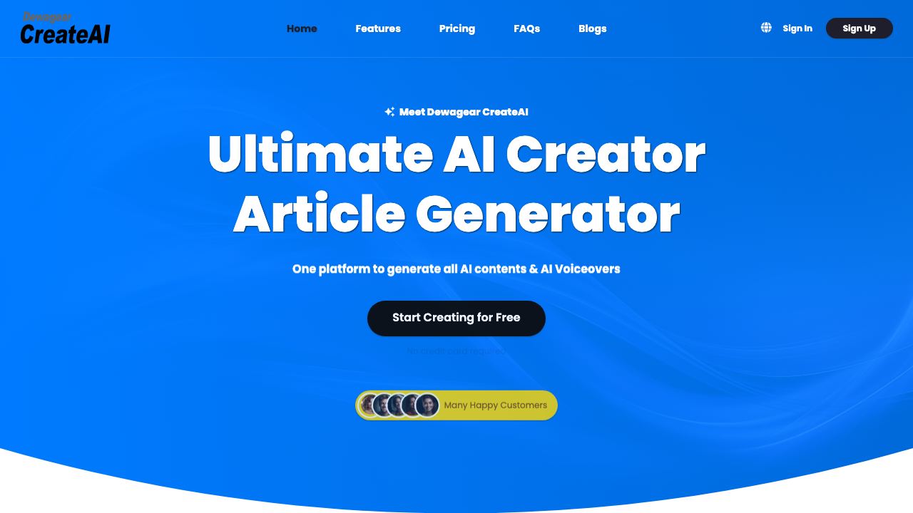 Dewagear CreateAI 网站截图