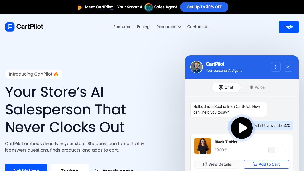 CartPilot website screenshot