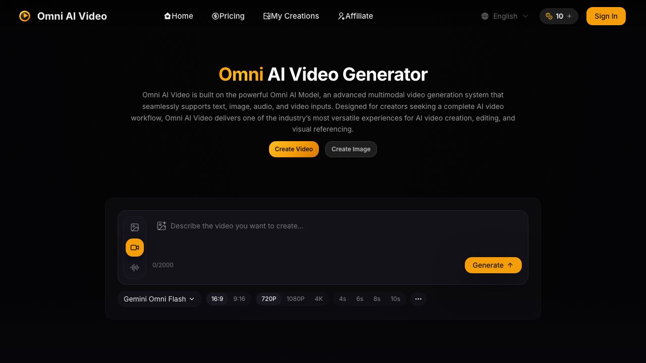 Omni AI Video 网站截图