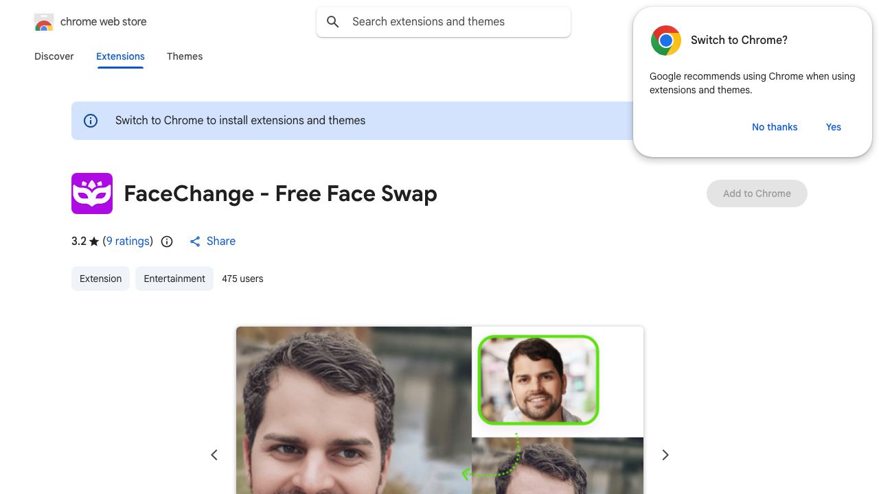 FaceChange - Free Face Swap 网站截图