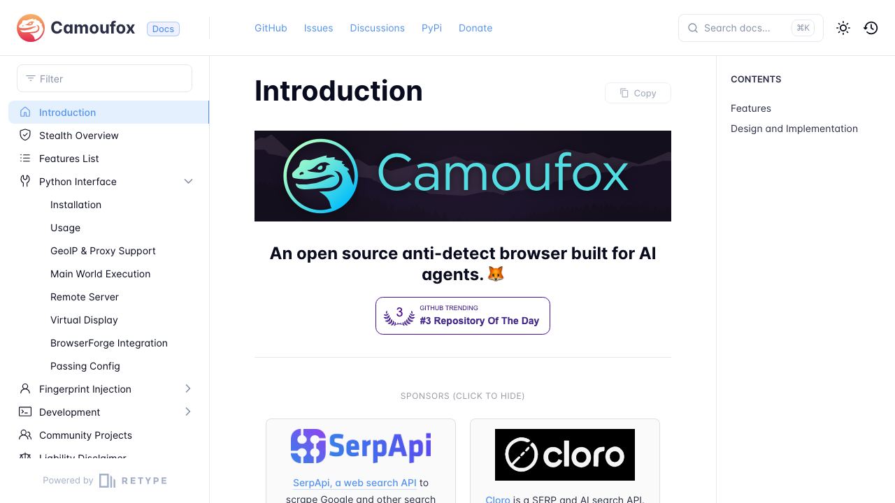 Camoufox 网站截图