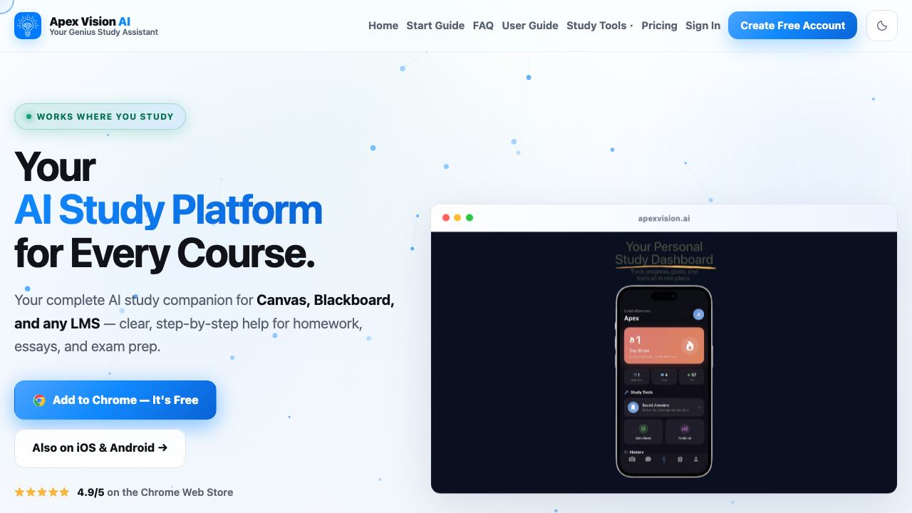 AI Homework Helper - Apex Vision AI 网站截图