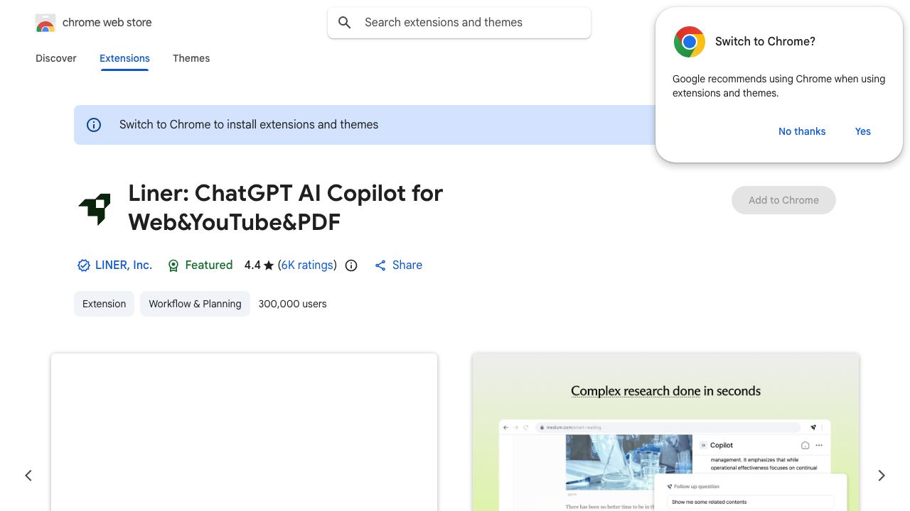 Liner: ChatGPT AI Copilot for Web&YouTube&PDF 网站截图