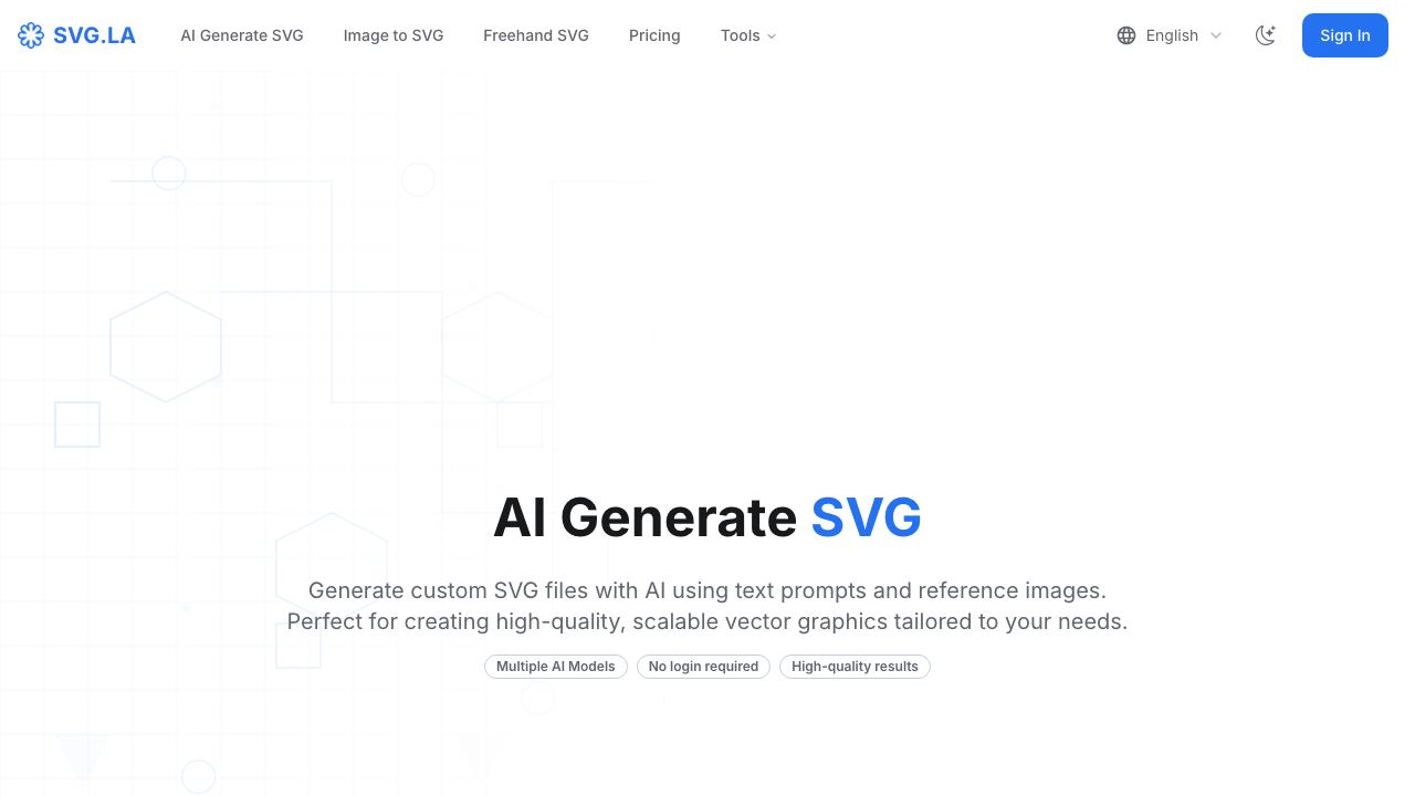 Text to SVG AI Generator 网站截图
