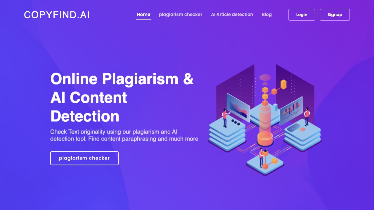 CopyFind - Plagiarism and AI Detector 网站截图
