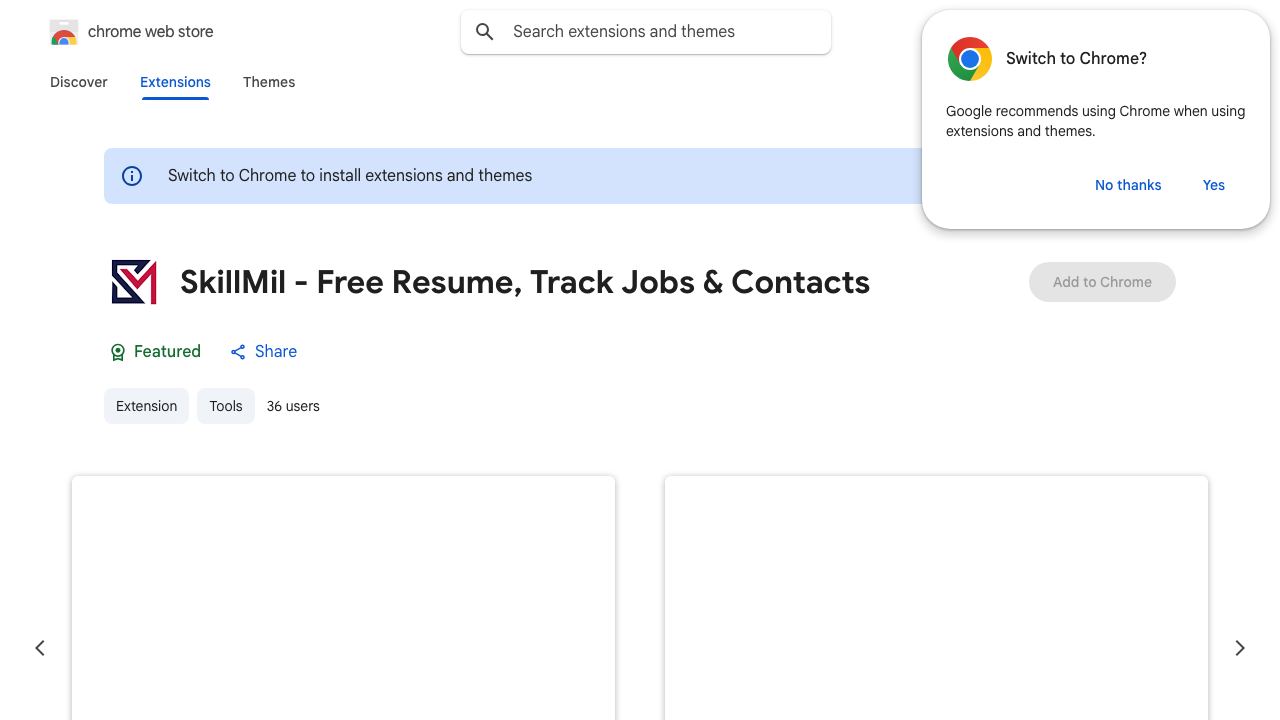 SkillMil - Free Resume, Track Jobs & Contacts website screenshot