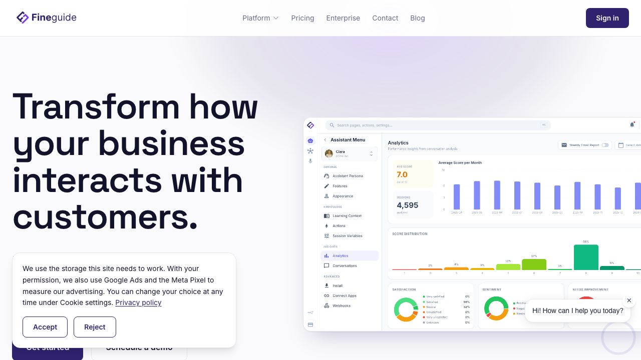 Fineguide.ai website screenshot