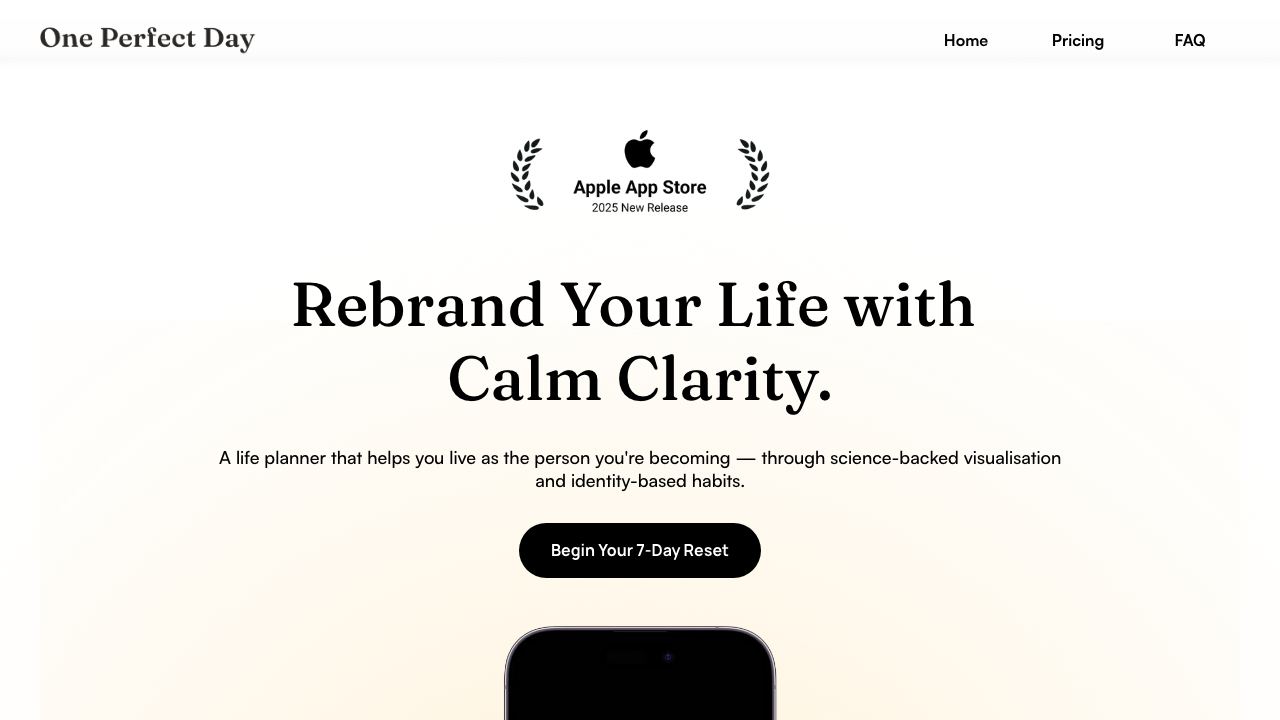 One Perfect Day website screenshot