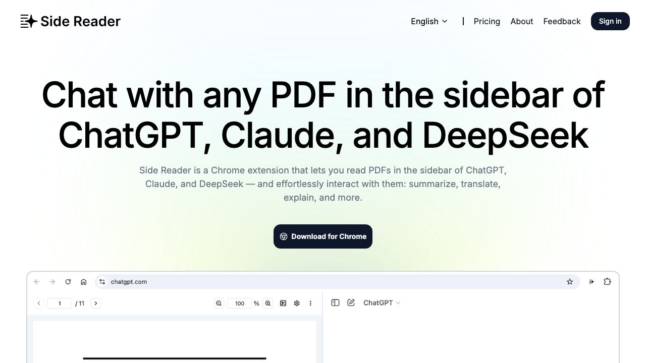 Side Reader 网站截图