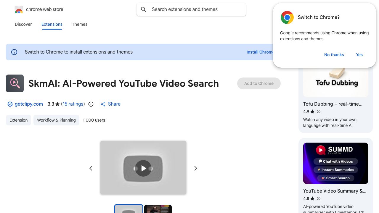 Clipy: AI-Powered YouTube Video Search 网站截图