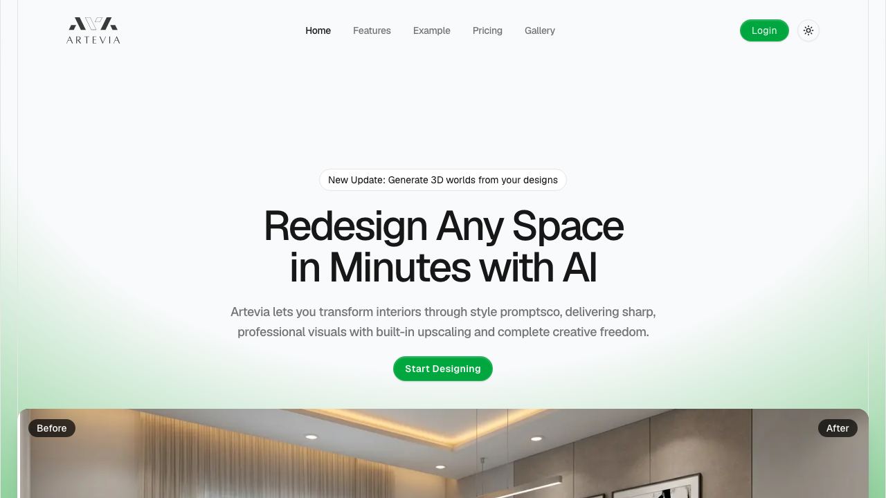 Artevia website screenshot