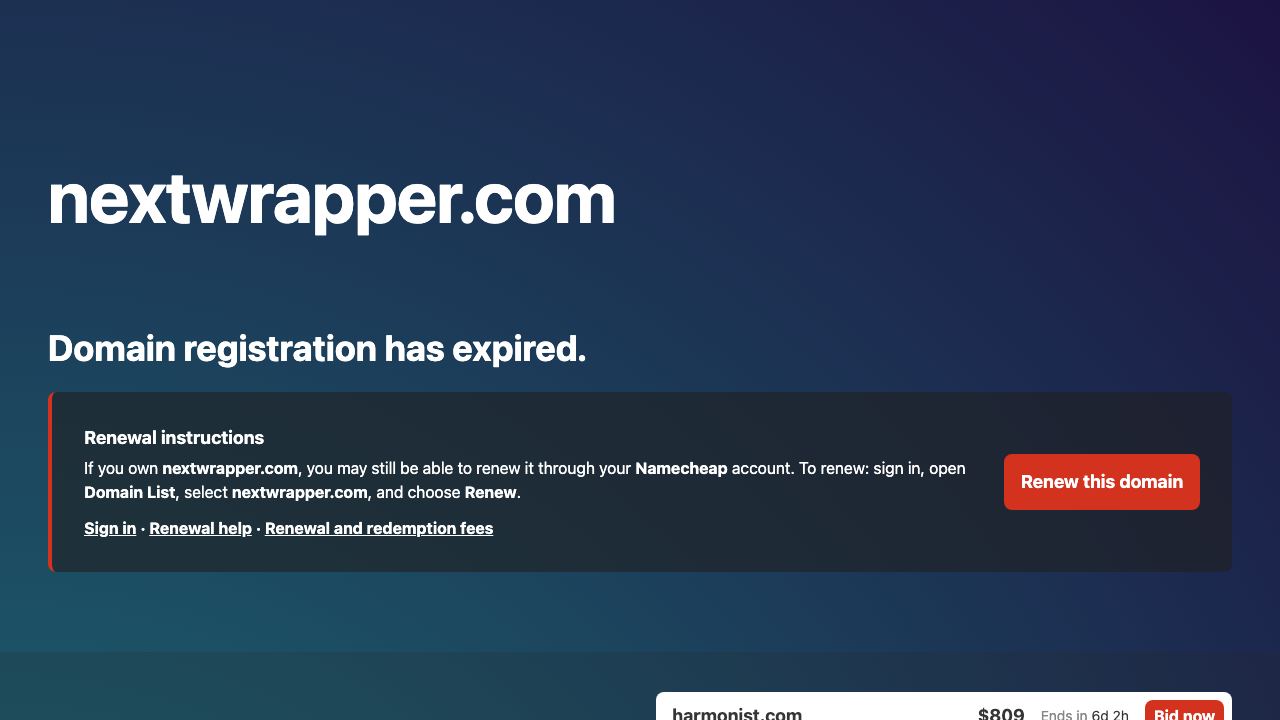 NextWrapper website screenshot