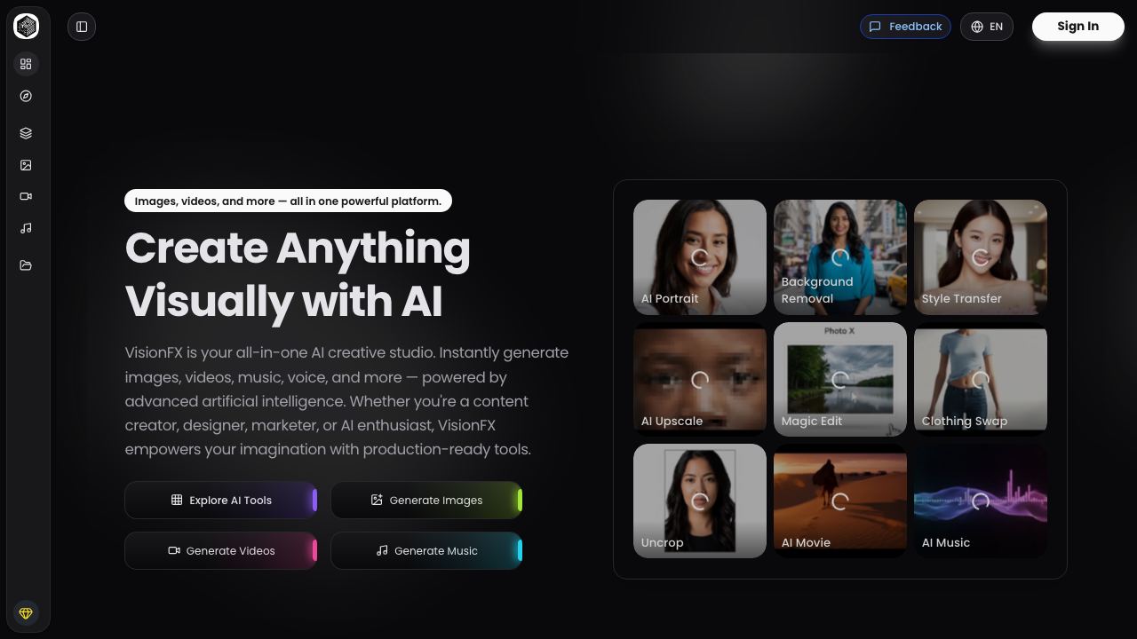 VisionFX website screenshot